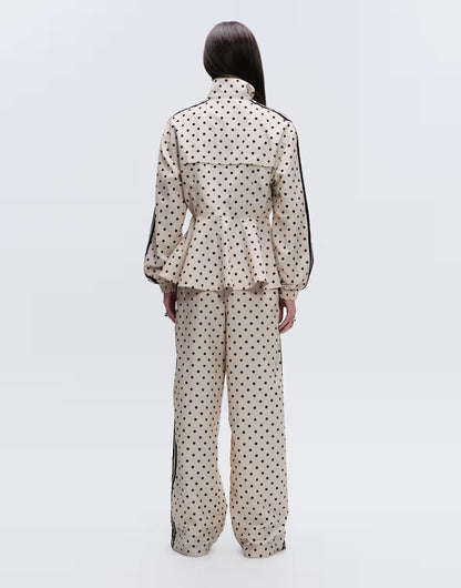 Polka dot pattern sports jacket set