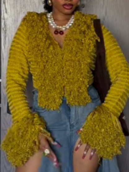 Fringed Knit Coat