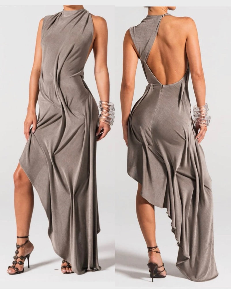 Gathered Asymm Oyster Dres