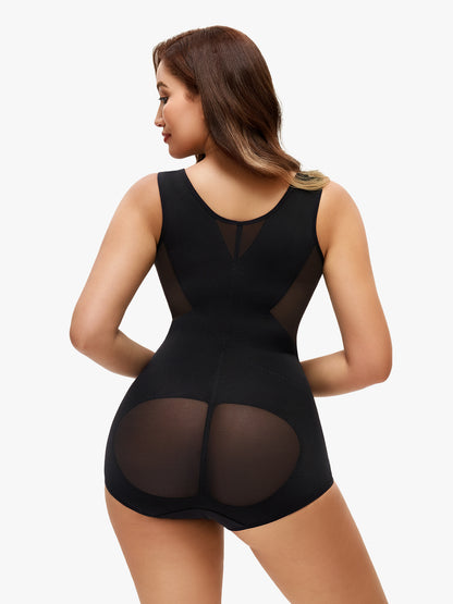 Mesh Open Bust Tummy Control Brief Bodysuit