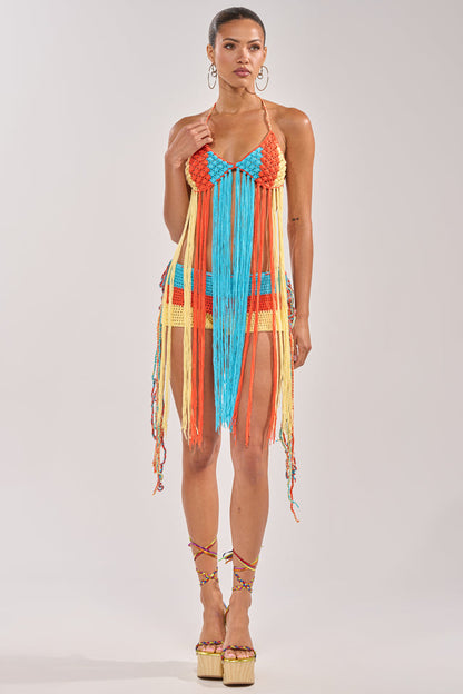 BEACHIN CROCHET BRALETTE IN ORANGE