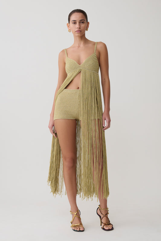 Lurex Crochet Maxi Dress - Gold