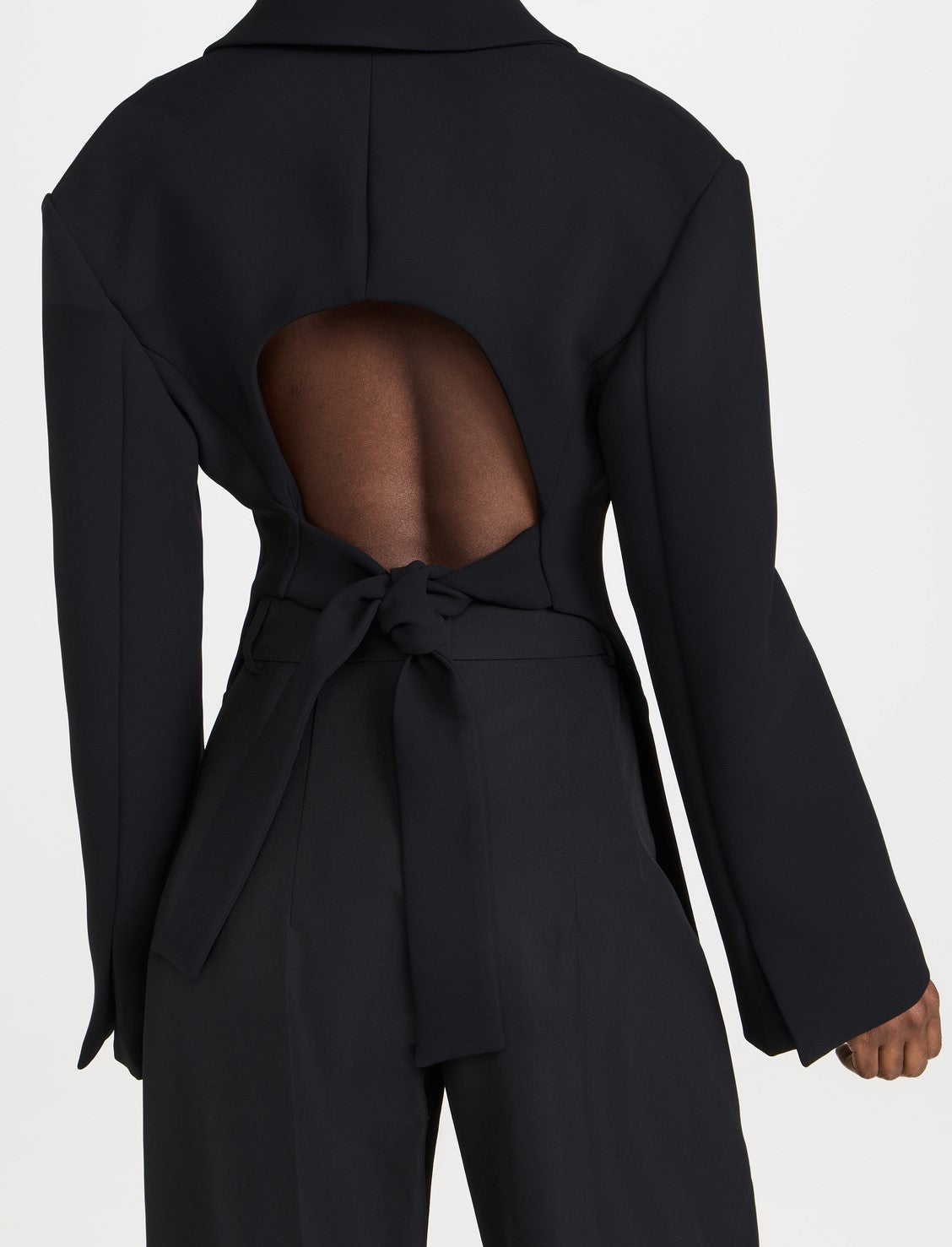 Scoop embellished backless blazer