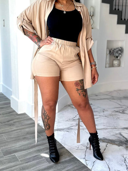Linen tie top and shorts set