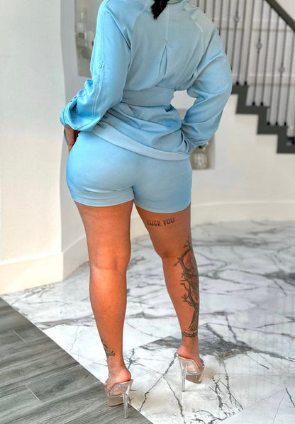 Linen tie top and shorts set