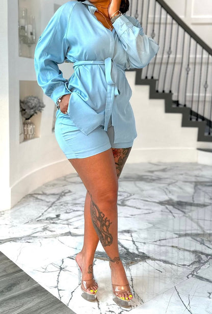 Linen tie top and shorts set
