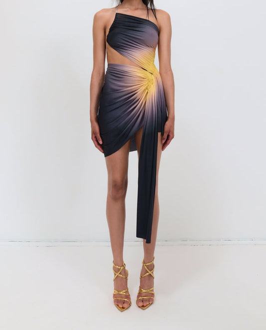 Signature mini dress in black/yellow