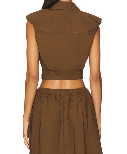 Dark brown short top + long skirt set