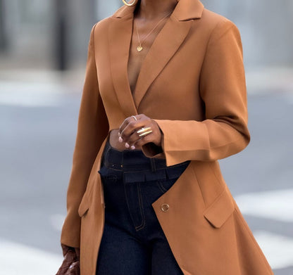 Long suit jacket with cutout waist