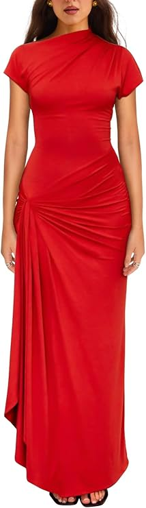 High slit solid color dress