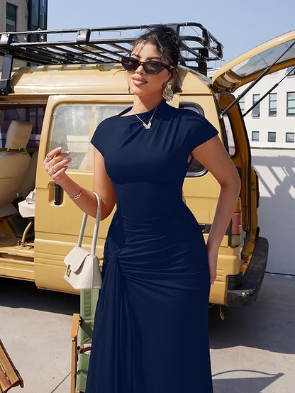 High slit solid color dress