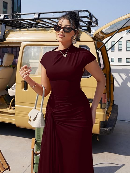 High slit solid color dress