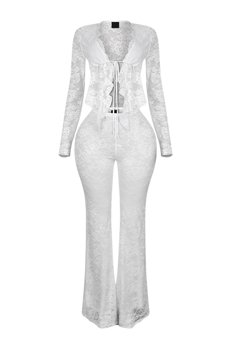Lace Top & Wide Pants SET