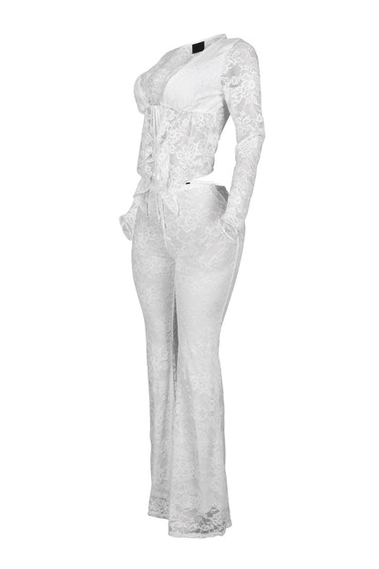 Lace Top & Wide Pants SET