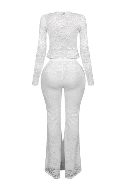Lace Top & Wide Pants SET