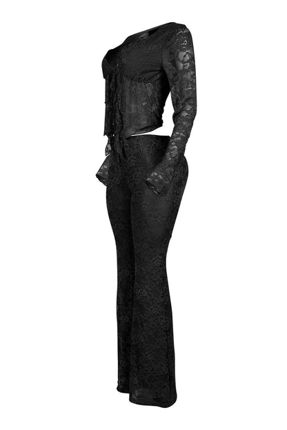 Lace Top & Wide Pants SET