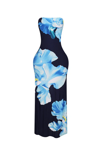 Floral Printed Tube Maxi Dress