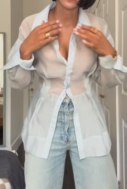 Blue organza waist shirt