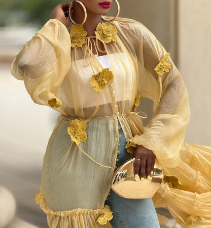 Waist-length chiffon skirt