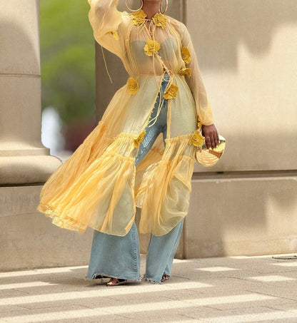 Waist-length chiffon skirt