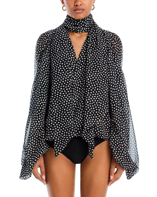 Polka dot chiffon shirt