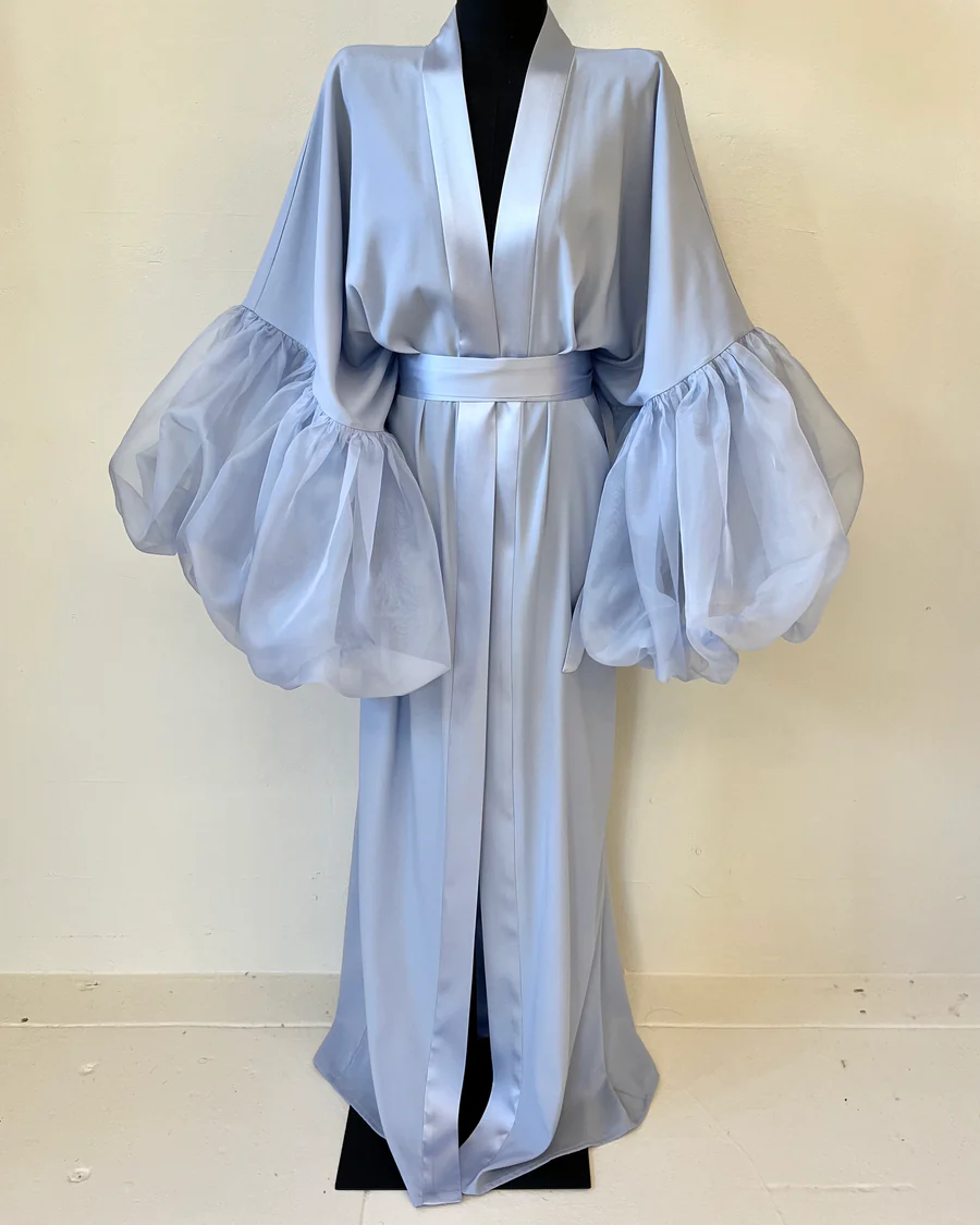 Lilac ice silk withered sleeves robe