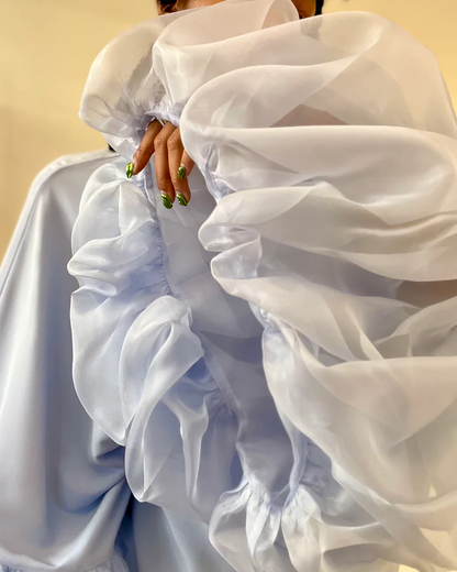Lilac ice silk withered sleeves robe