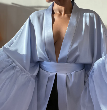 Lilac ice silk withered sleeves robe