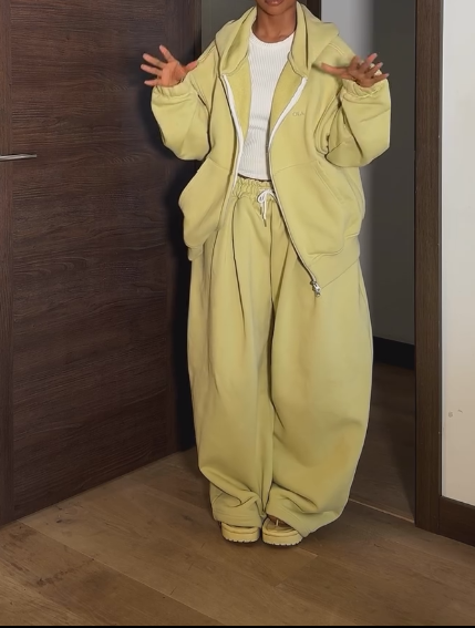 Yellow loose hoodie + pants set