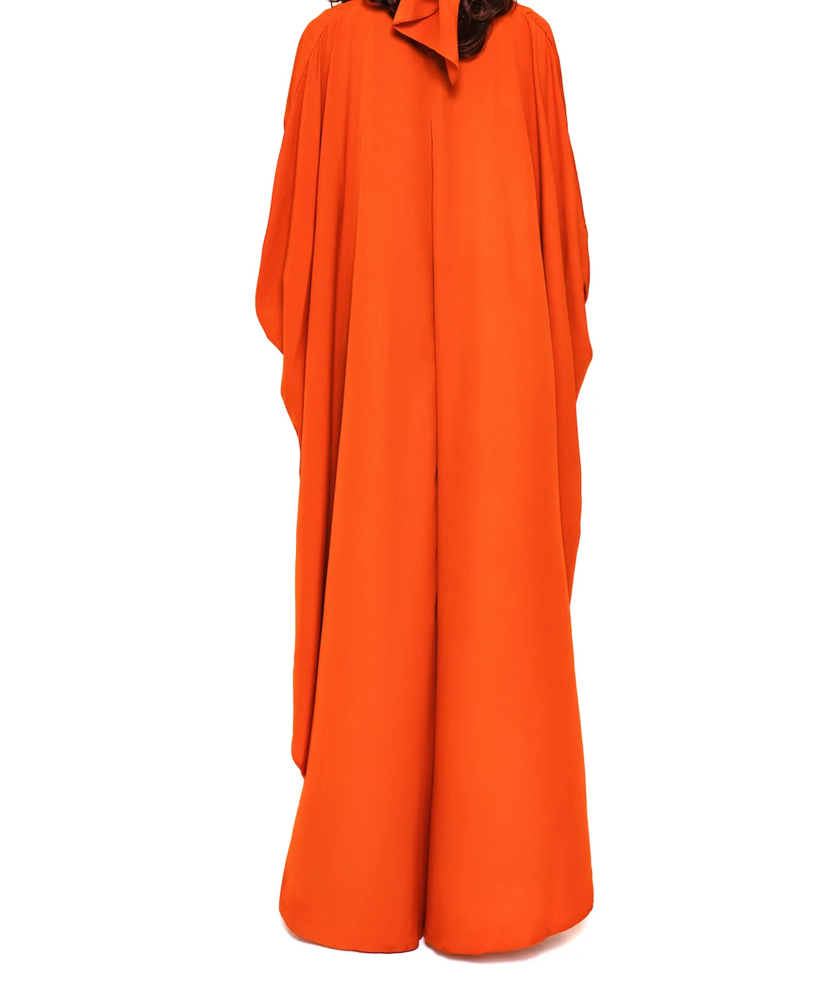 Solid color V-neck lantern sleeve dress