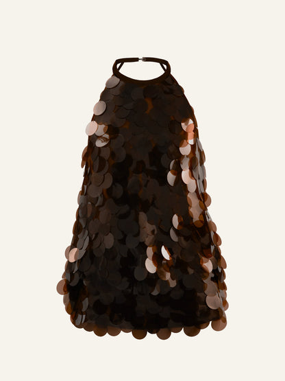 Backless Sequined Halter Dress