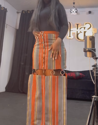 Striped contrast ring maxi skirt