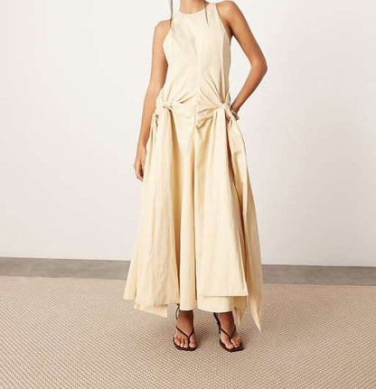 Racer Neck Low Rise Maxi Dress