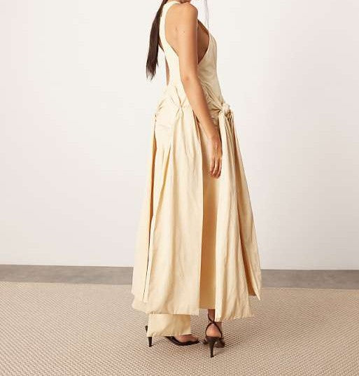 Racer Neck Low Rise Maxi Dress