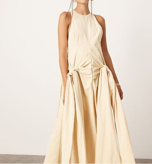 Racer Neck Low Rise Maxi Dress