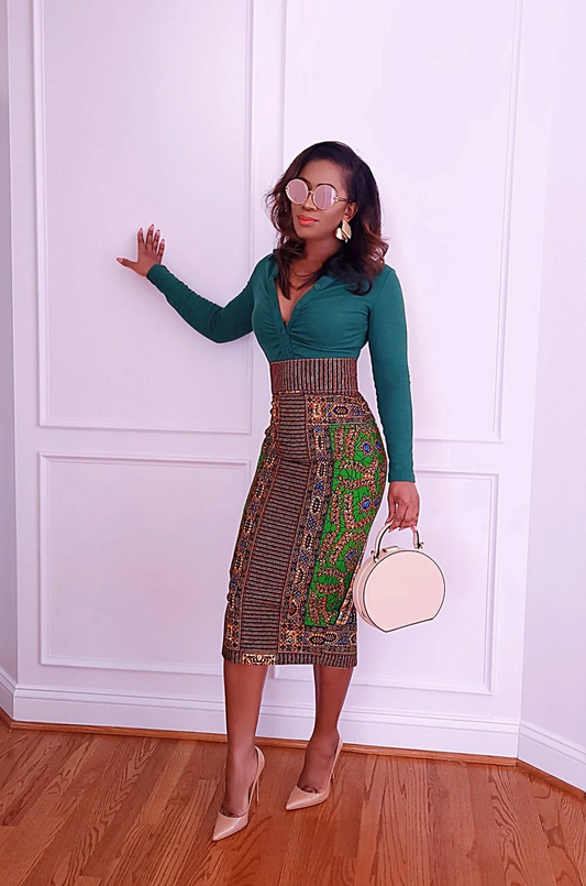 Ankara Print Midi Skirt