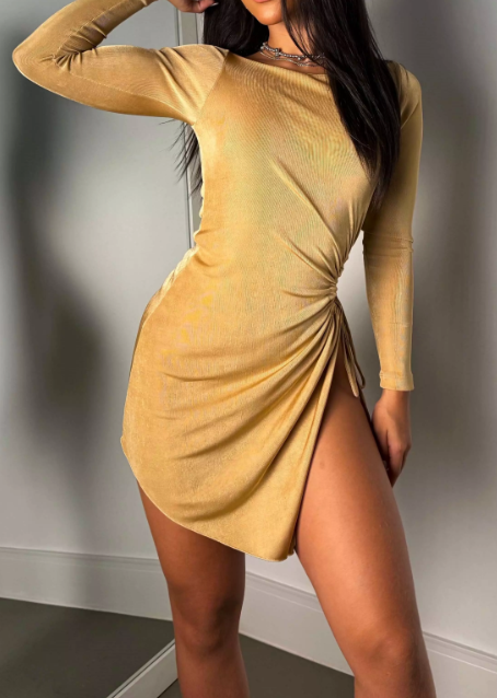 Short long sleeve asymmetric dress