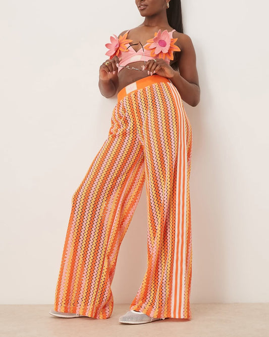 Pink Floral Camisole Top & Woven Pants Set