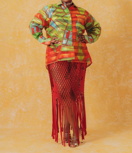 Organza Oversized Long Sleeve Shirt