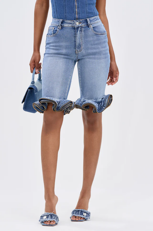 lace denim shorts