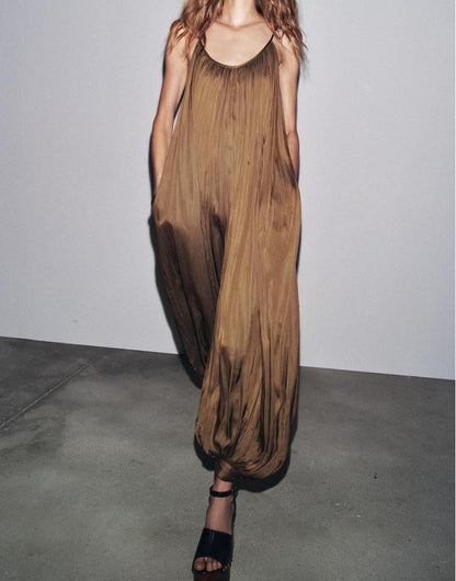 Spaghetti Strap Pleated Jumpsuit