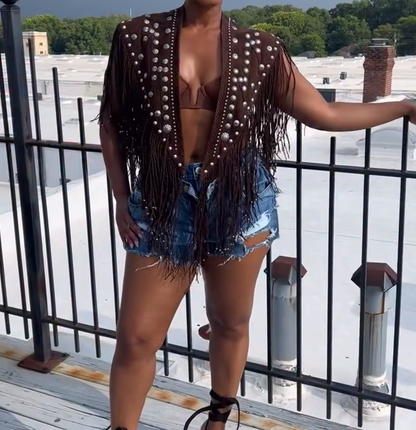 Brown Fringe Jacket