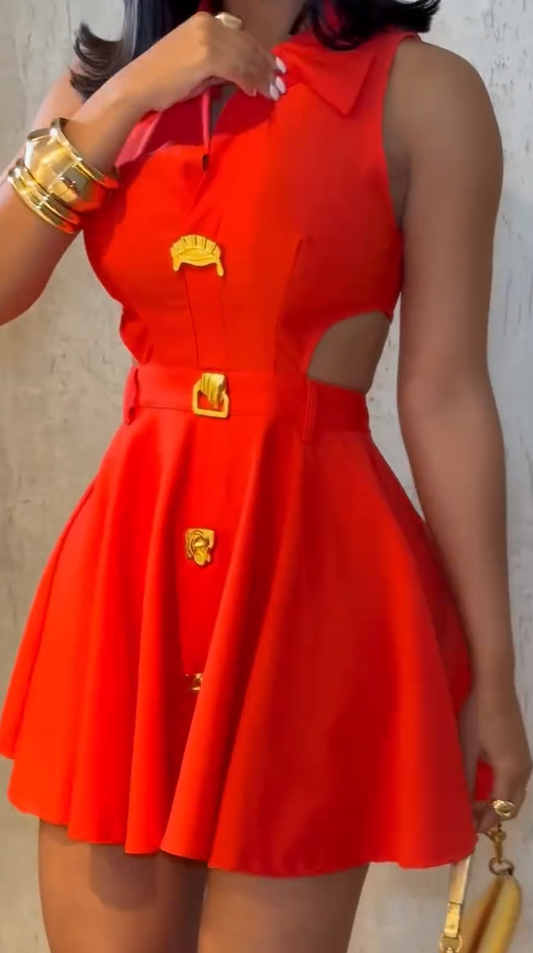 Stretchy Dress w/ gold bottoms