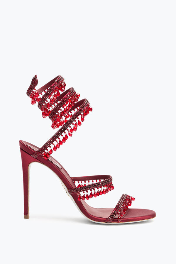 Hand-embellished rhinestone high-heeled sandals