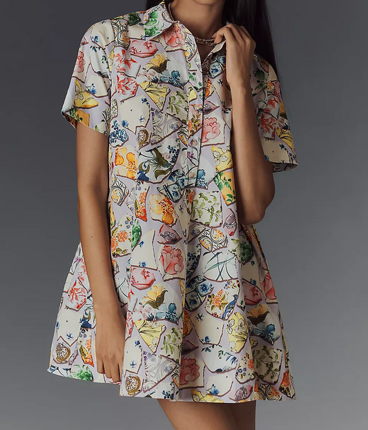 Mini shirt print dress