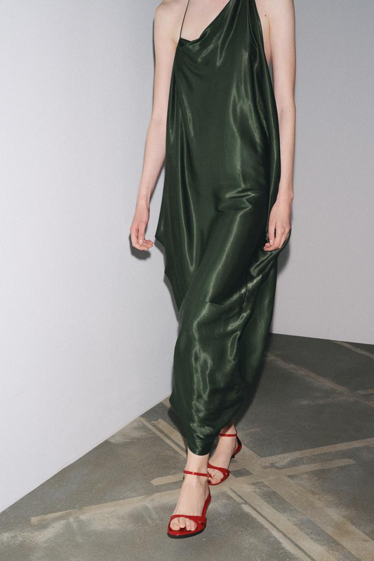 Asymmetric satin dress