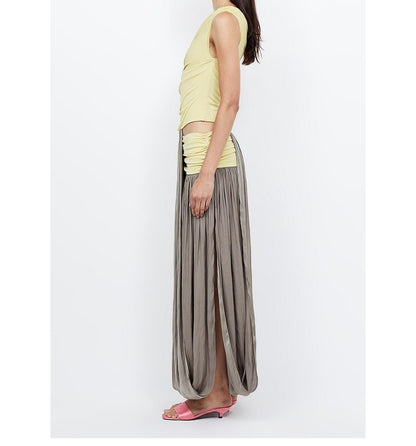 Asymmetric shoulder maxi dress