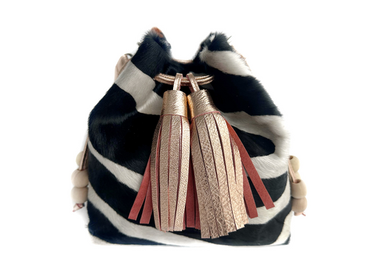 Calf Hair Bucket Bag - Mixed Zebra