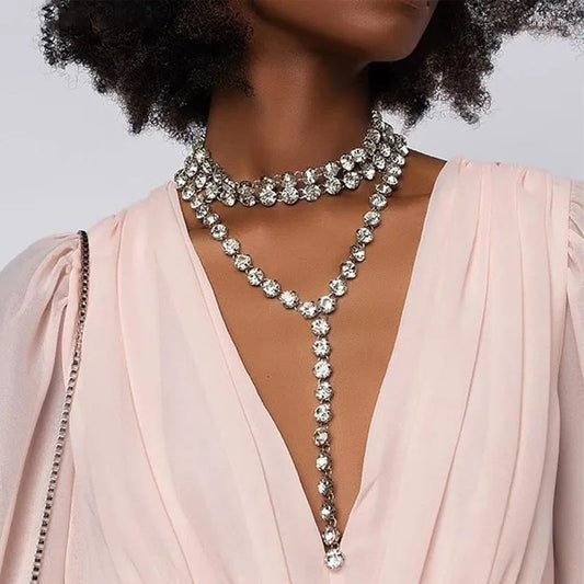 Multi-layer diamond clavicle necklace accessories