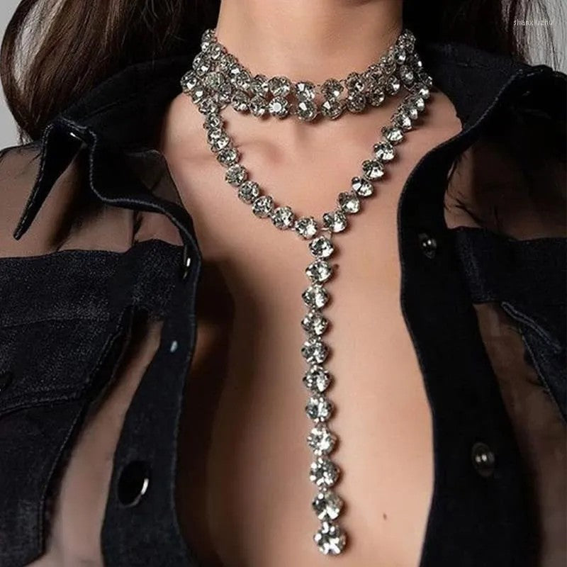 Multi-layer diamond clavicle necklace accessories